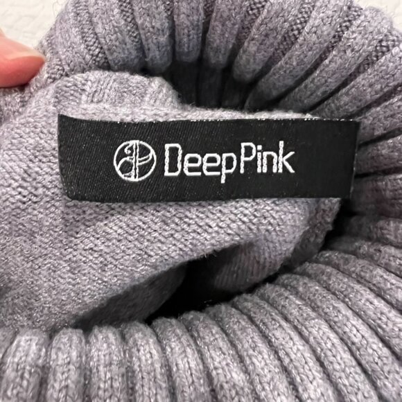 Womens Sweater Pants Set Medium Gray Turtleneck Cable Knit Ribbed Wide Leg Comfy - Picture 7 of 15